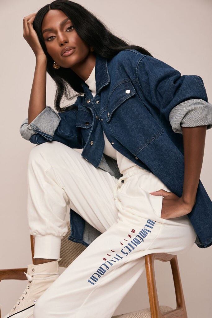 Sydney Harper styled for a fall collection campaign in studio, fashion editorial photography