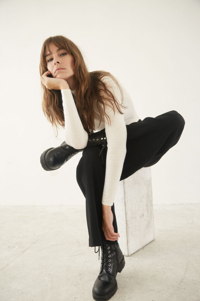 Jessica Le Bleis captured in dramatic studio light, editorial fashion portrait photography